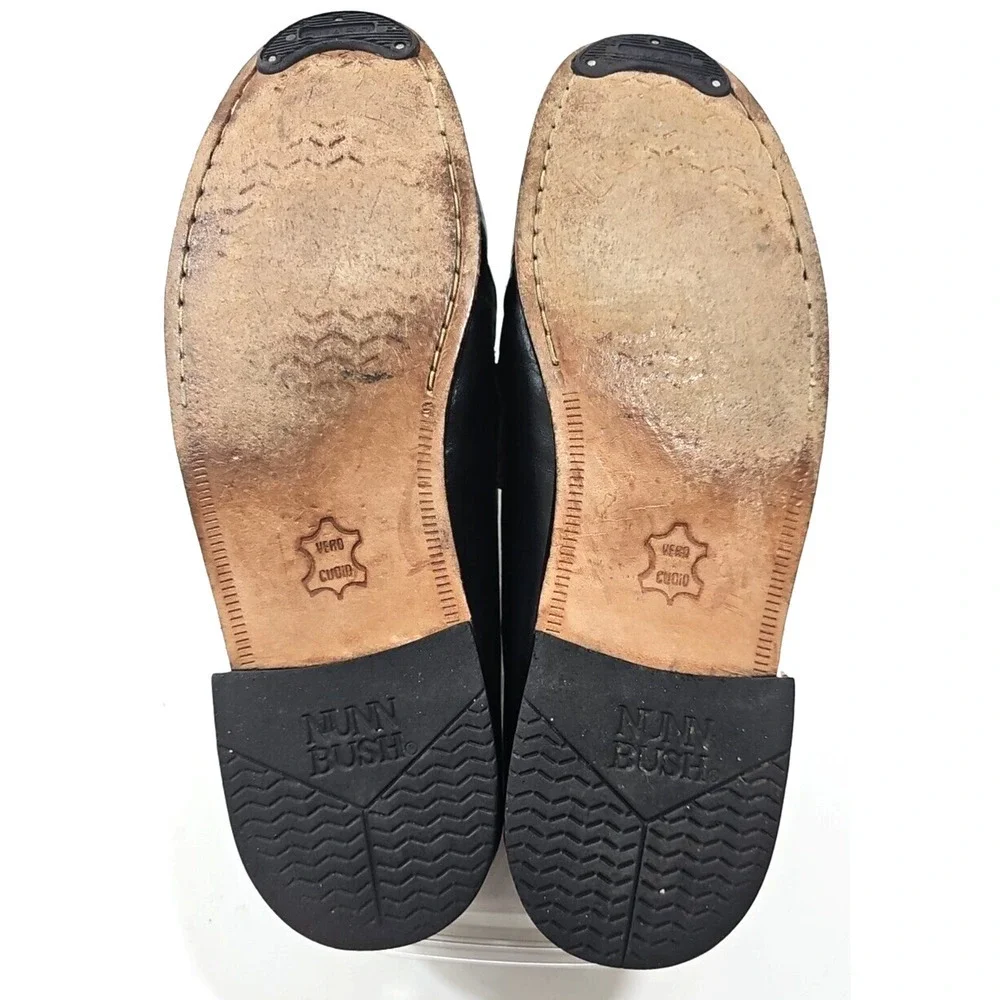 Nunn Bush Black/Brown Genuine Leather Upper Loafers Men's Shoes 9.5 W Slip on.